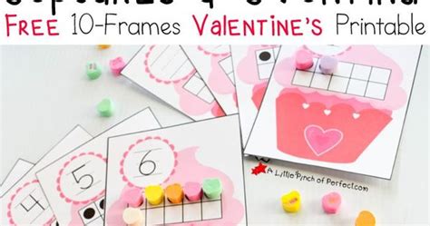 Hearts Cupcakes And Counting Free 10 Frames Valentines Printable