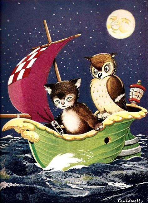 Owl And Pussycat Went To Sea In A Pea Green Boat Vintage Owl The Pussycat Owl