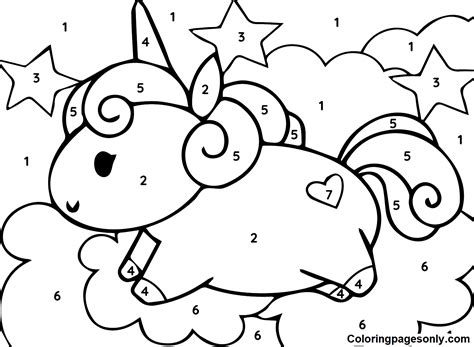 Unicorn Color By Number Coloring Pages Printable For Free Download