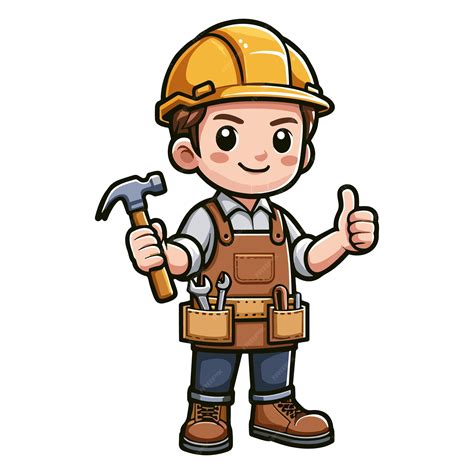 Premium Vector Cartoon Carpenter With Tools Ready For Work Illustration