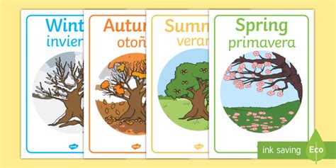 Four Seasons Display Posters Englishspanish Teacher Made