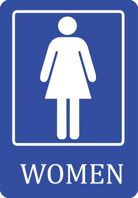 Women Bathroom Blue Sign Public Restroom Signs
