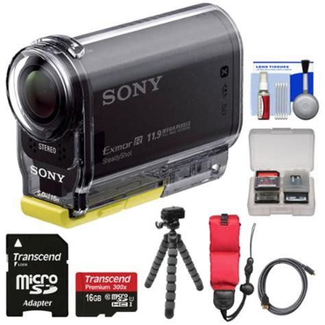 sony action cam hdr as20 wi fi 1080p hd video camera camcorder with 16gb card floating strap