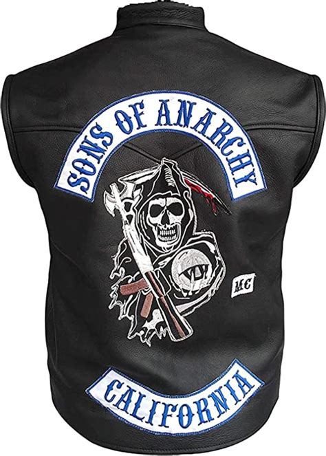 Mens Soa Sons Of Anarchy Motorcycle Club Leather Vest With Patches