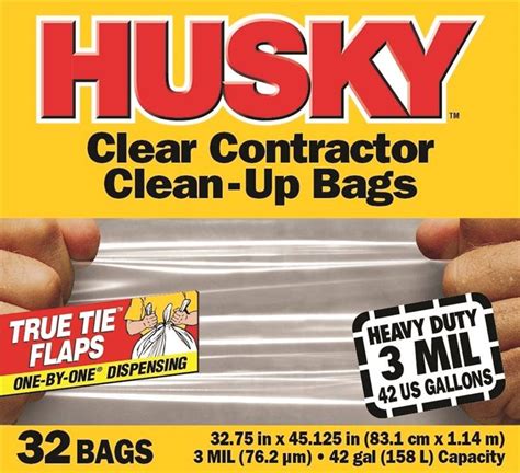 Husky Hc42wc032c Heavy Duty Clean Up Trash Bag 42 Gal 45 18 In L X