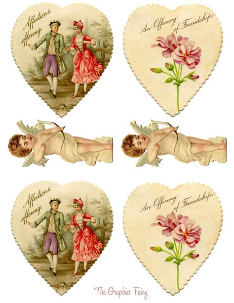 Vintage Valentine Printable Heart Garland With Cupids