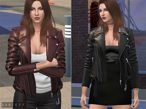 Leather Jacket With And Without Spikes Leather Jacket Sims 4