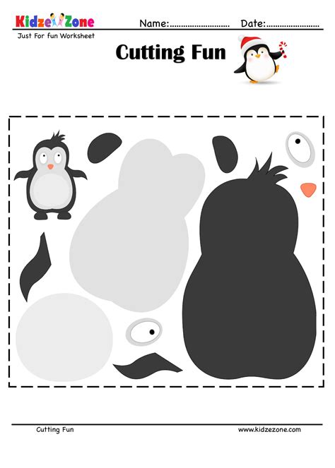 Cutting and Pasting Activity with Penguin - KidzeZone