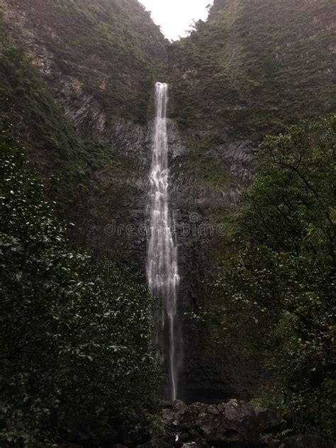 Hanakapiai Falls On Na Pali Coast On Kauai Island Hawaii Stock Image