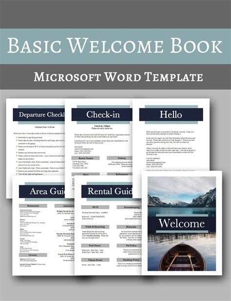 Basic Welcome Book 6 Page Ms Word File Vacation Home Etsy Vacation