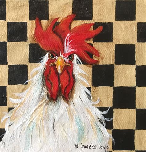 Chicken Painting Chicken Art Sweet Chicken Farm Yard Checkerboard