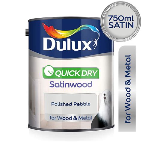 Dulux Quick Dry Satinwood Paint For Wood And Metal Polished Pebble