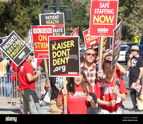 Oakland, CA - August 22, 2022: Mental Health Care workers protesting