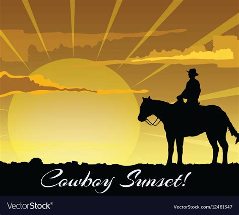 Cowboy Silhouette At Sunset Royalty Free Vector Image