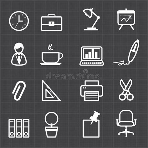 Office Icons And Black Background Stock Vector Illustration Of Clock