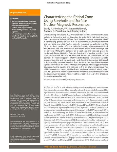 Pdf Characterizing The Critical Zone Using Borehole And Surface