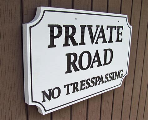 Double Sided Private Road No Trespassing Carved Cedar Wood Sign