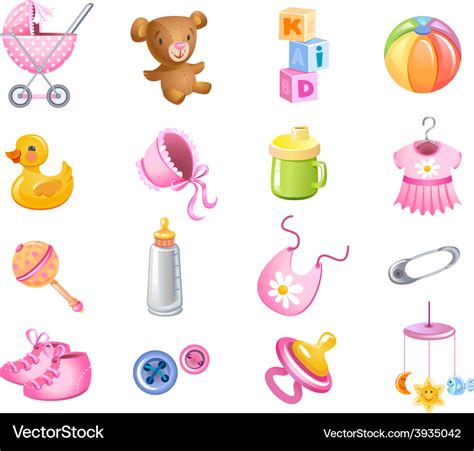 Toys And Accessories For Baby Girl Royalty Free Vector Image