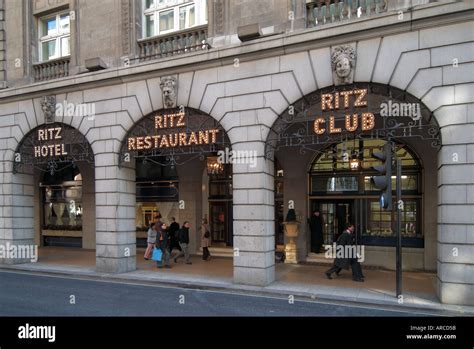 Piccadilly London Entrances To The Ritz Hotel Club And Restaurant Stock