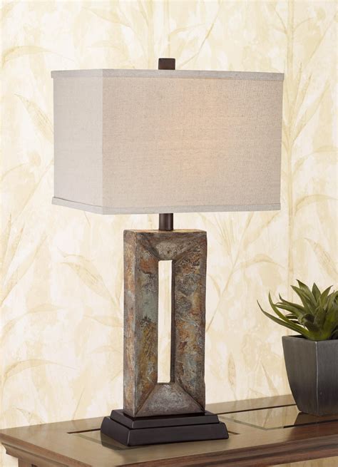 Tahoe Small Rustic Modern Rectangular Slate Table Lamp 5y311 Lamps
