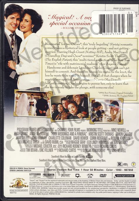 Four Weddings And A Funeral On Dvd Movie