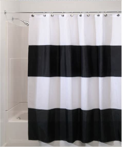 96 Extra Long Zeno Black And White Striped Waterproof Shower Curtain