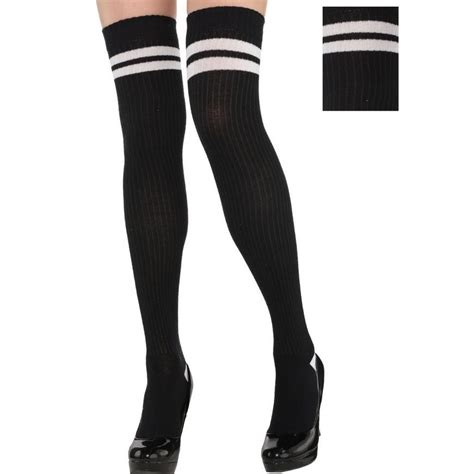 Adult Black And White Knee Socks Party City