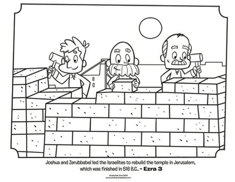 Nehemiah Rebuilds the Wall - Coloring Page - SundaySchoolist