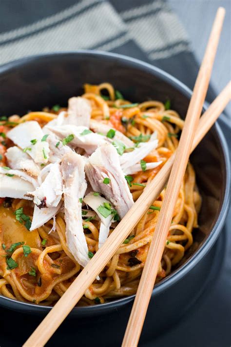 Discover the most popular chinese noodle recipes, with dishes featuring thick and thin noodles, seafood, meat, and vegetables with sauces. Thai Curry Noodles with Chicken - Comfort food in a bowl!