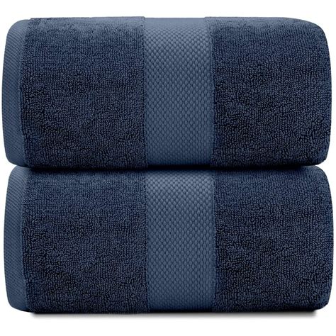 Luxury Bath Sheet Towels Extra Large 35x70 Inch 2 Pack Navy Blue