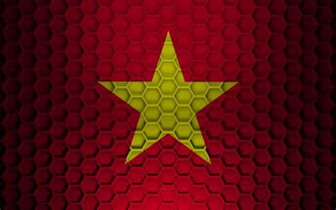 Download Wallpapers Vietnam Flag 3d Hexagons Texture Vietnam 3d