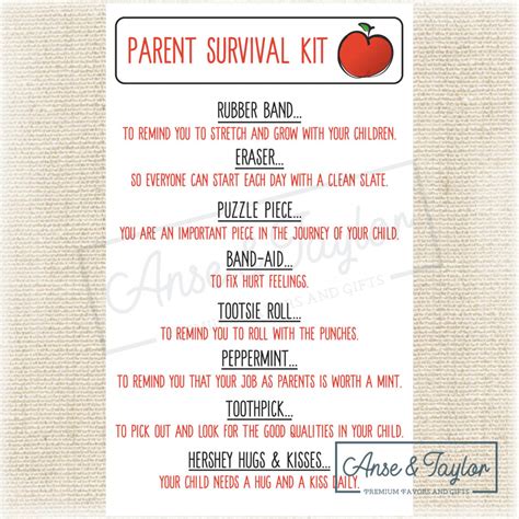 Printable Parent Survival Kit Back To School First Day Of Etsy