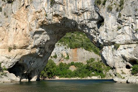 Pont Darc Arch Bridge Over The Ardèche River France Stock Image