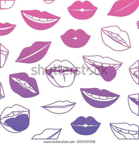 Sensuality Lips Tongue Out Pattern Background Stock Vector Royalty