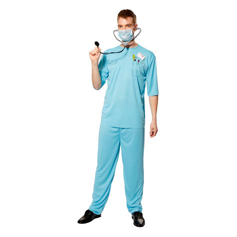 Mens Surgeon Scrubs Doctor Costume Hospital Uniform Cosplay Halloween
