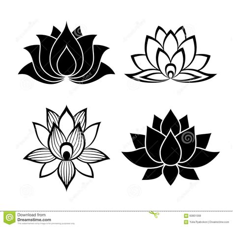 Sinais Da Flor De Lotus Ajustados Ilustração Do Vetor Imagem