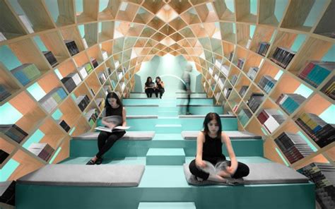 Geometric Bookshelf Turns The Library Into A Personal Reading Pod