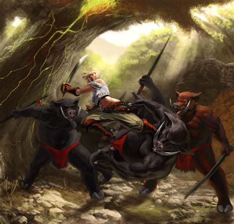 Action And Fighting Fantasy Battle Scenes Featuring Kuroitora Fantasy