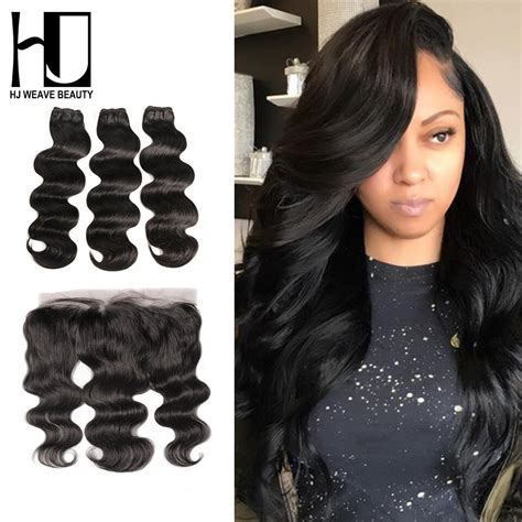 Buy Hj Weave Beauty Body Wave Raw Indian Virgin Hair Bundles With Frontal Hair