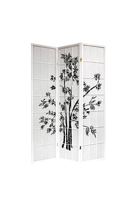 Oriental Furniture 6 Ft Tall Lucky Bamboo Room Divider White 4 Panel