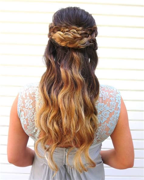 For example, a half up half down prom hairstyle with teased roots will flatter round faces because the added lift at the root helps to elongate the face. 27 Prettiest Half Up Half Down Prom Hairstyles for 2019