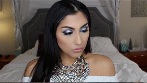 Blue And Silver Winter Wonderland Holiday Glam Christmas Makeup Look