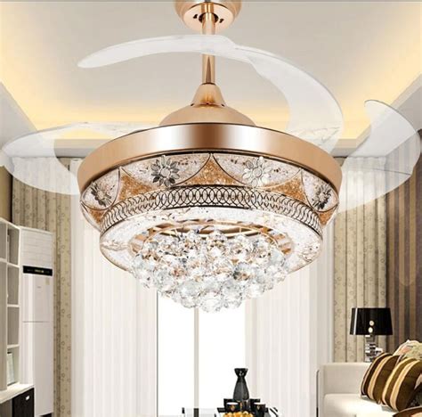 Gold Ceiling Fan With Crystals Draw Super