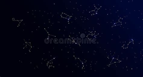 Constellation Map Mystical Cosmic Sky With Constellations And Stars