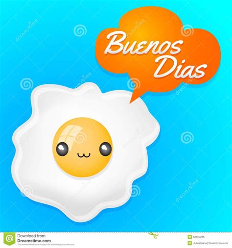 buenos dias good morning spanish text cute fried egg balloon anime kawaii style 52167215 fotos