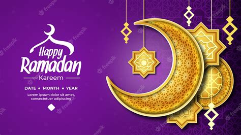 Premium Vector Happy Ramadan Banner With Moon And Islamic Ornaments