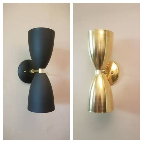 Matte Black And Gold Modern Wall Sconce Mid Century Light Etsy