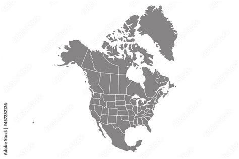 Map Of North America Isolated On White Background Vector EPS 10 Stock