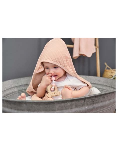 Lassig Muslin Hooded Towel Light Pink Monstertjes Urban Baby Store