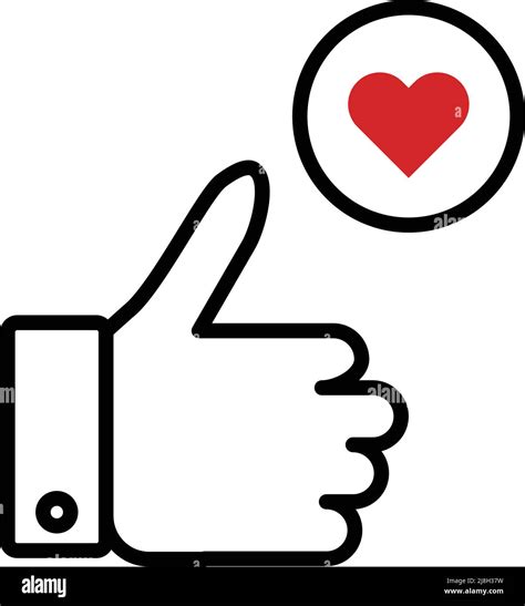 Thumbs Up And Heart Icon Like Sign Editable Vector Stock Vector Image